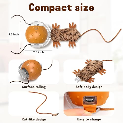 Miniatura 2 de Pelota de juguete interactiva para gatos, juguete interactivo automático para gatos diseñado por ratones, una pelota móvil para gatos, juguetes