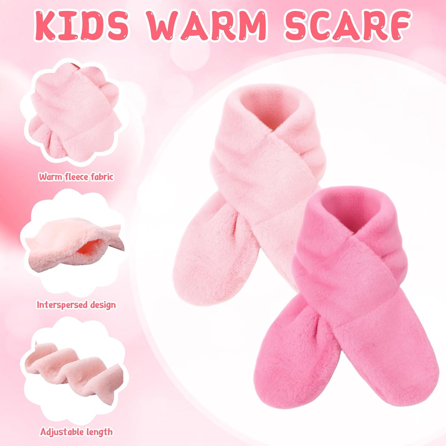 6 Pcs Winter Earmuffs Scarfs Gloves Set for Kids Girls Toddler Winter Soft Plush Ear Muffs Knit Mittens Warm Scarf for Girls 5-10 Years - Image 4