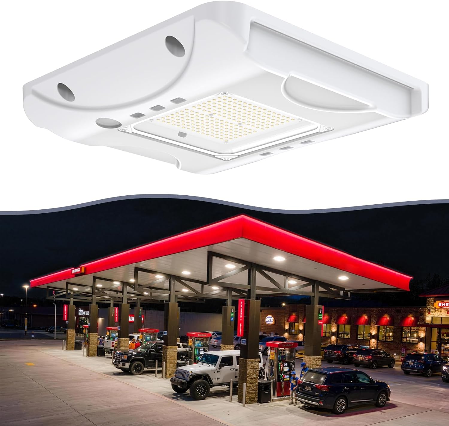 HYPERLITE 22500LM LED Gas Station Lights: 150W 5700K Commercial Canopy Light Eqv. to 600W HID/HPS - Recessed or Surface Mount for Warehouse Loading Dock Barn Stadium 0-10V Dimmable IP65 1 Pack