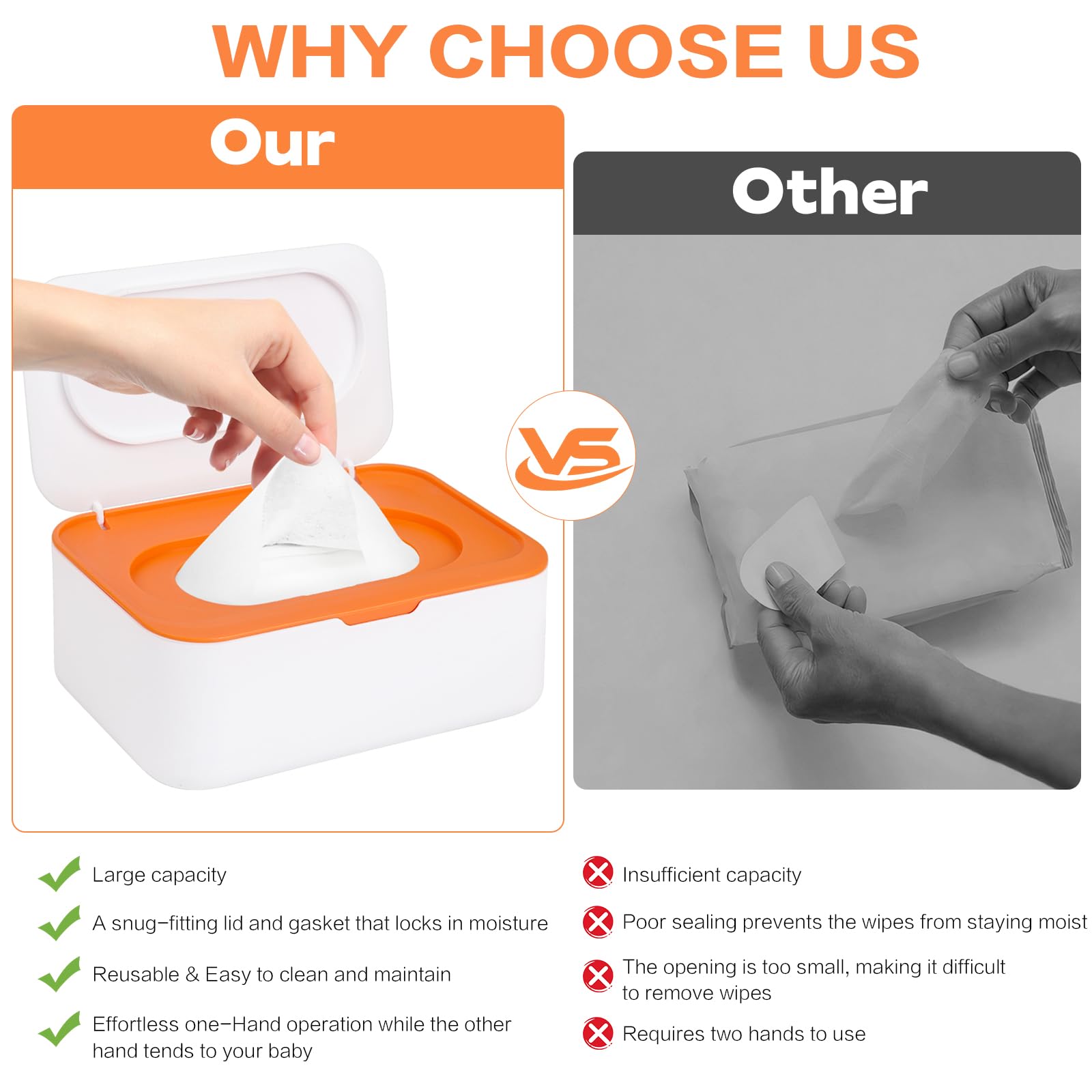 Lot de 8 distributeurs de lingettes pour bébé réutilisables et pochette portable pour lingettes humides, étui rechargeable avec couvercle pour salle de bain, chambre d'enfant, cuisine, bureau, voyage