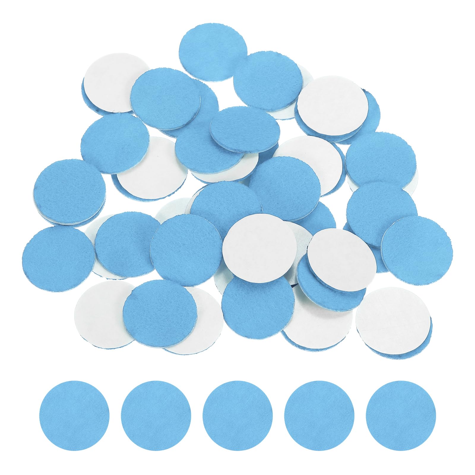 sourcing map 100 Pcs Adhesive Felt Circles, 1-3/16" Dia 2mm Thick Round Non-Woven Felt Pads Stickers Dots Pre Cut for DIY Crafts Sewing Handcraft Costume Holiday Decoration, Sky Blue — image 1