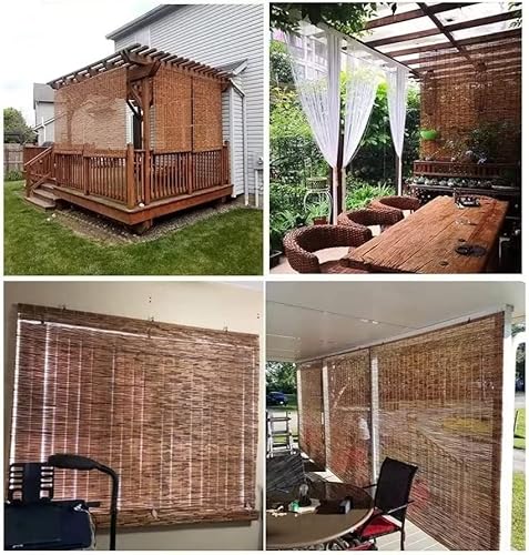 Outdoor Reed Roller Blinds - Retro Bamboo Roll Up With Roman Roller Style - Porch Blackout Roller Blinds - Reed Roller Blind Privacy Protection - Easy Installation,33X72In（Wxh #TOP4