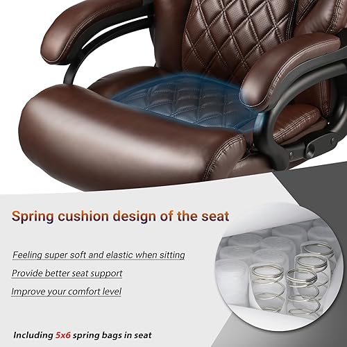 Miniatura 7 de WILLMITA Silla de oficina grande y alta de 500 libras con soporte lumbar de aire, silla de oficina ejecutiva con asiento de resorte ancho, silla de