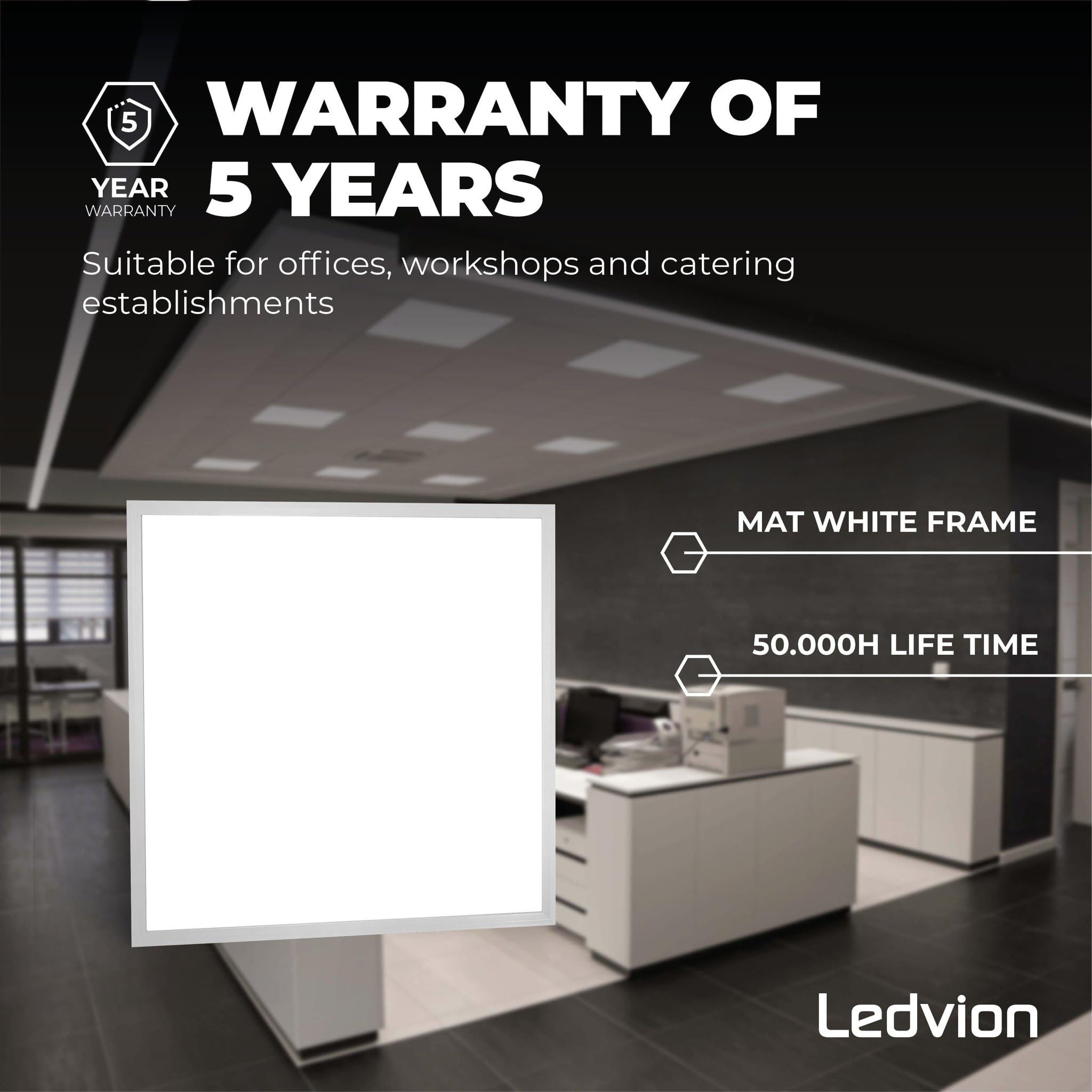 Ledvion - Pannello LED Dimmerabile, 60x60, 36W, 4000K, 4000 Lumen, Apparecchio da Incasso per Soffitto a Griglia, Inclusi driver LED e connettore rapido