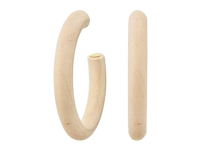 Kenneth Jay Lane  Ivory Wood C Shape Pierced Hoop Earrings (Ivory) Earring