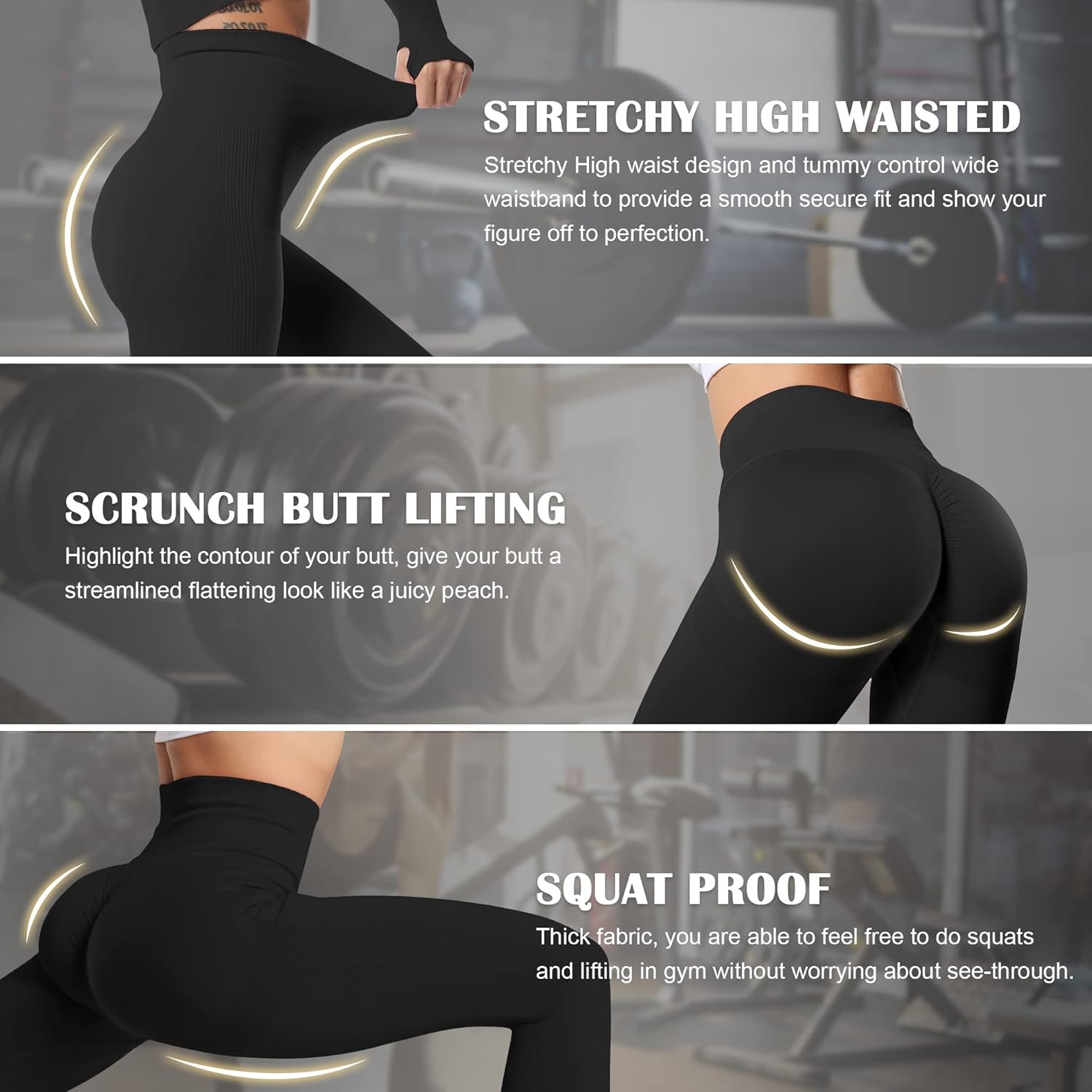 MOHUACHI Women Scrunch Butt Lifting Leggings for Women Seamless High Waisted Workout Yoga Pants Gym Booty Tights - Image 4