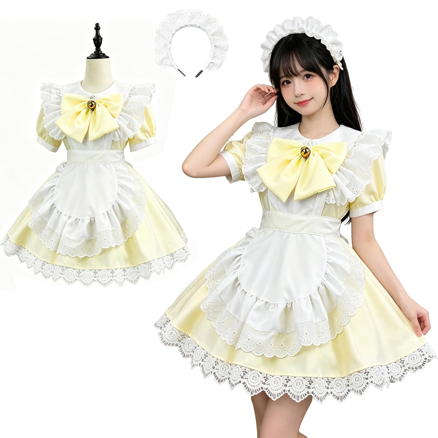 Amazon.co.jp: [AOTYP] メイド服 コスプレ コンカフェ メイド レース