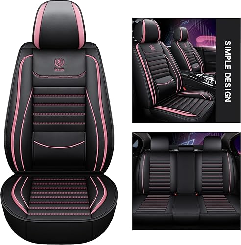 Miniatura 2 de Juego completo de fundas de cuero para asiento de automóvil, con soporte lumbar, ajuste universal para la mayoría de los autos, SUV, camiones y