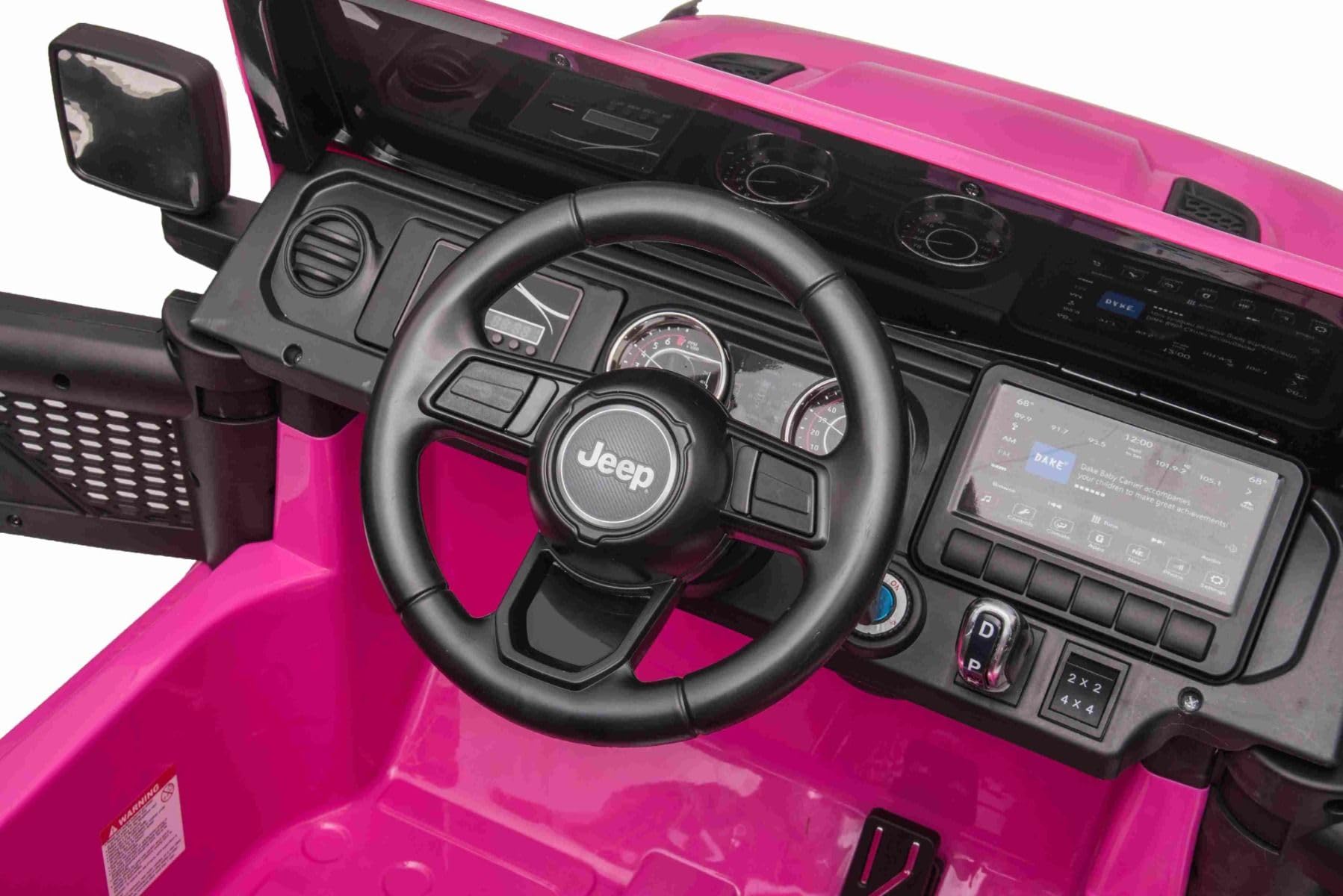RIRICAR Samochód elektryczny dla dzieci 12 V J.E.E.P. Wrangler, różowy, dziecięcy samochód elektryczny 2-osobowy z pilotem zdalnego sterowania 2,4 GHz, radio z wejściem Bluetooth i USB, akumulator