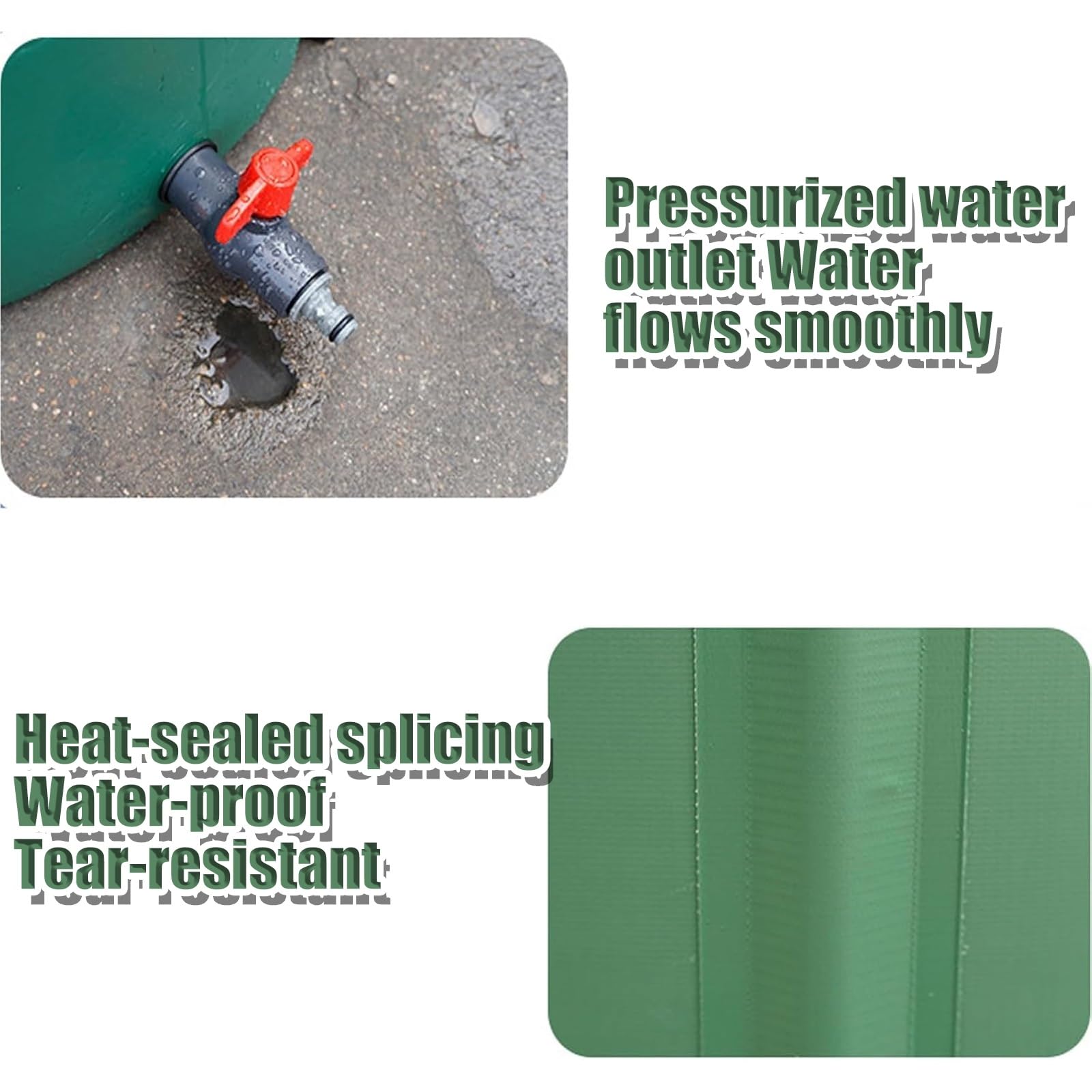 Serbatoio per la Raccolta dell'Acqua piovana Pieghevole ed Ecologico da 1000 Litri, Portatile per Giardino e Patio (Nero).