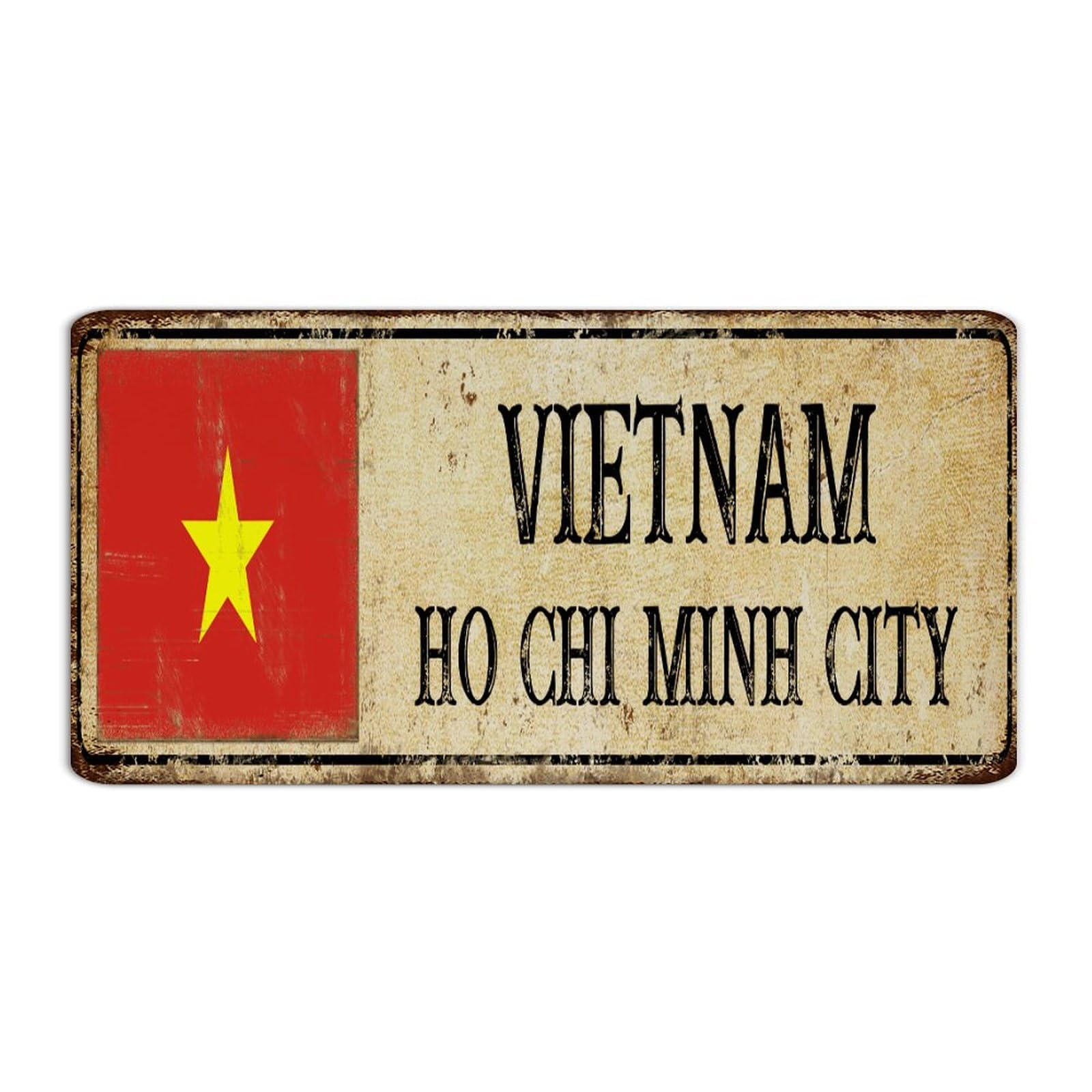 Vietnam Ho Chi' Minh City Decorative Metal Tin Sign Retro Office Signs National Country Souvenir Road Wall Decorations Tin Signs for Backyard House Business 6x12 Inch