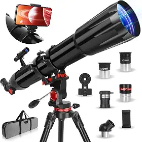 Telescópio, telescópio para adultos de alta potência, abertura de 90 mm, 900 mm, telescópios refratores profissionais para crianças e iniciantes, ampliação de 450 x, para observação do planeta com