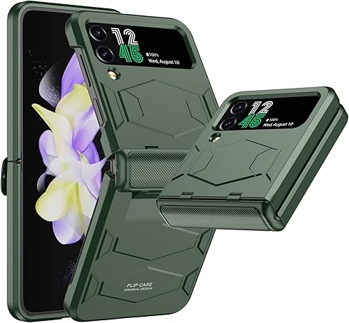 Vizvera Funda para Samsung Galaxy Z Flip 4 con protección de bisagra, funda completa Flip z 4 - Funda de silicona a prueba de golpes para Samsung