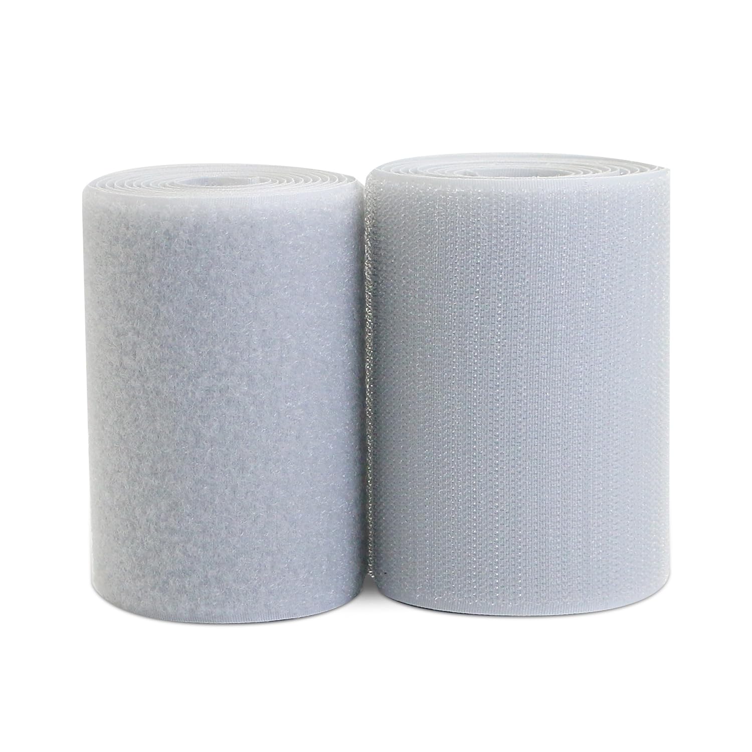 Baiann Gray Hook and Loop Straps 4 in x 6 ft Heavy Duty Tape Patch Non-Adhesive Nylon and Polyester Blend Fabric Tape Fastener for Clothes Home Office and Classroom