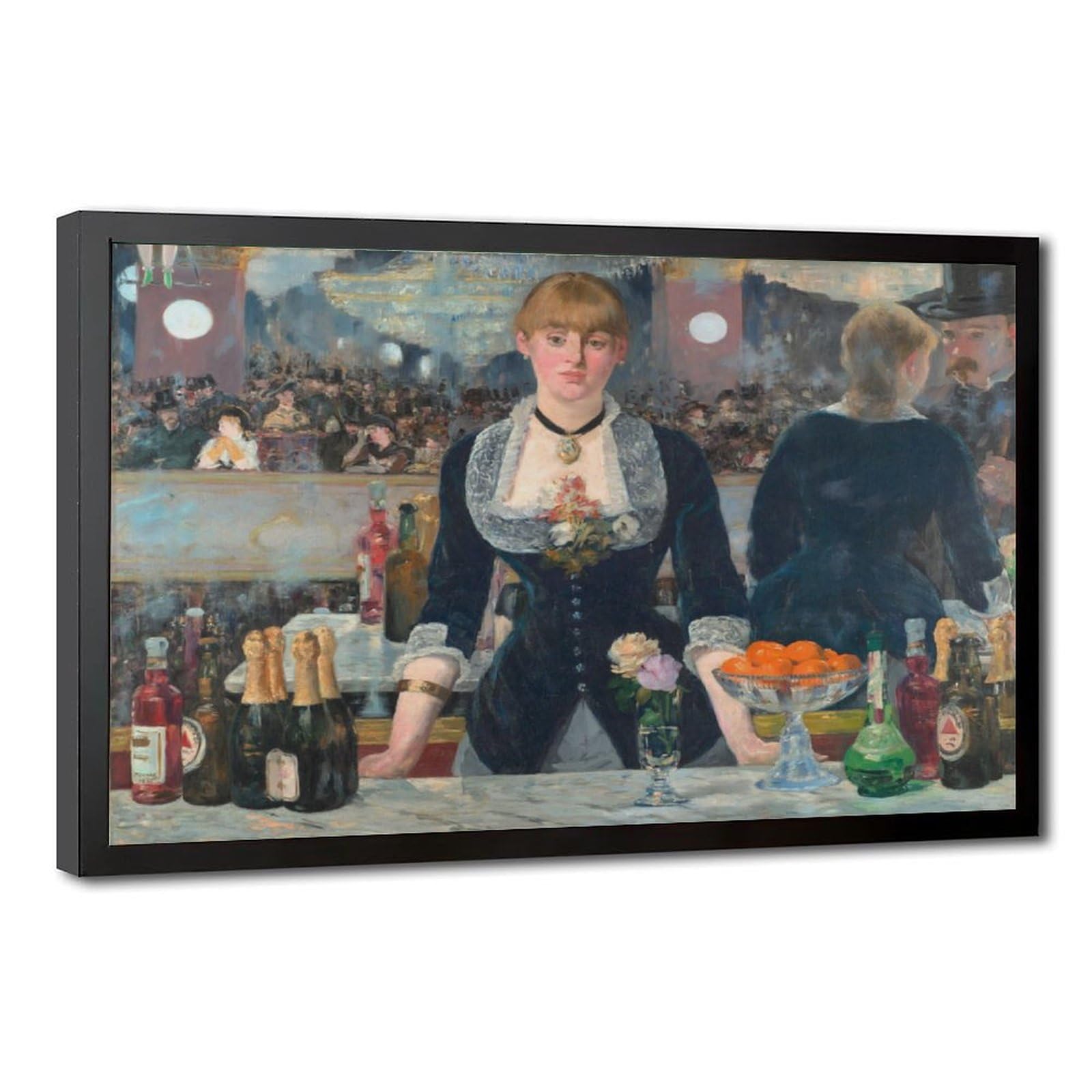 WCYB A Bar at The Folies Bergere - Edouard Manet Posters Prints Canvas Deco Paintings Wall Art Hangable Frame 8" L X 12" W