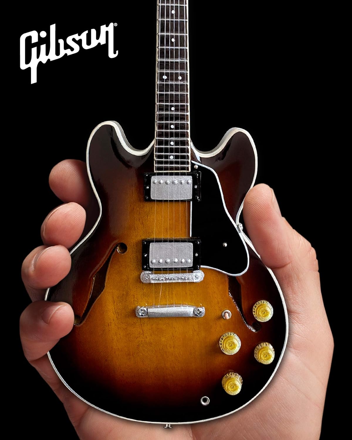 ES-335 Vintage Sunburst Guitar Replica - 1:4 Scale Model Mini Guitar