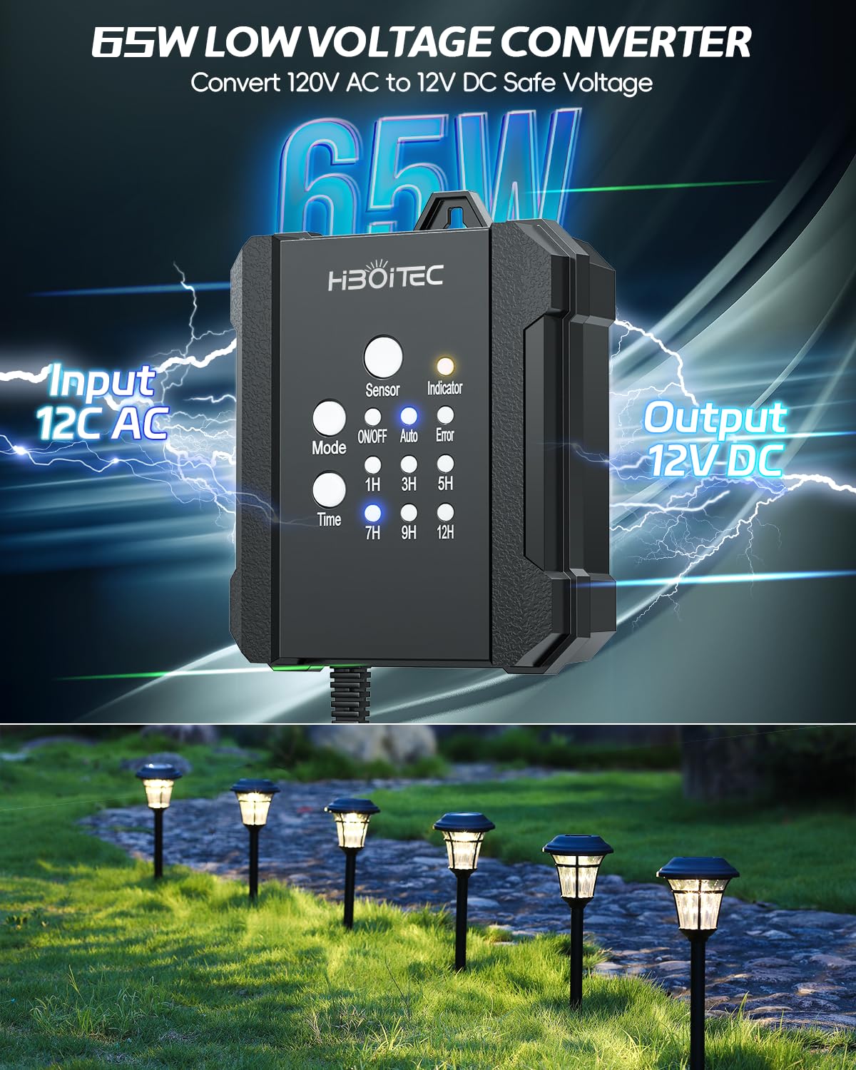 2 Packs Low Voltage Landscape Transformer with 1-12H Timer and Photocell Sensor 120V AC to 12V DC Weatherproof Landscape Lighting Transformers for Outdoor LED Lights Spotlight Garden Light