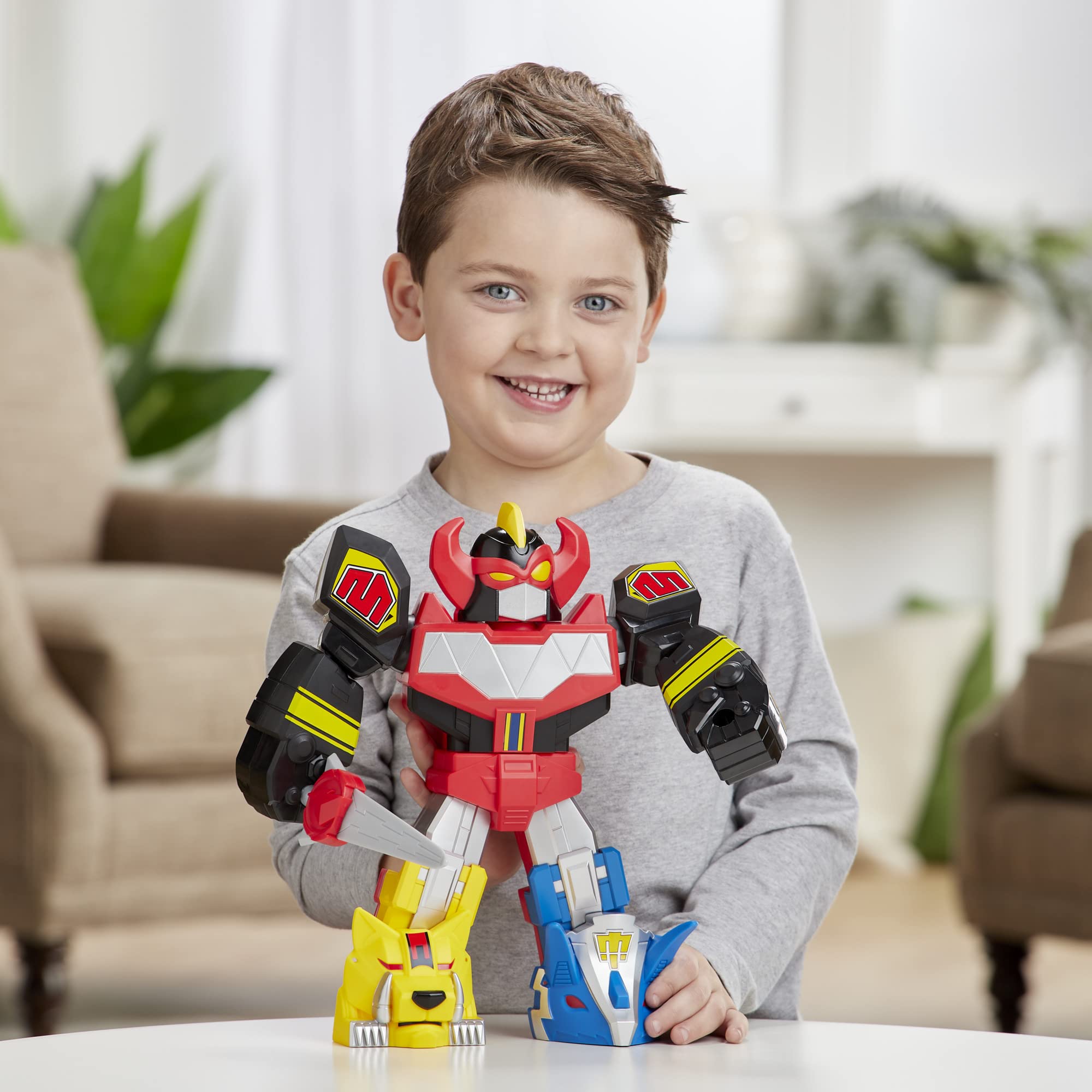 Action Figure Power Rangers Playskool Heroes Mega Mighties Megazord – 30,5 Cm, 6 Punti Di Articolazione, Con Spada E Scudi, Per Bambini Dai 3 Anni