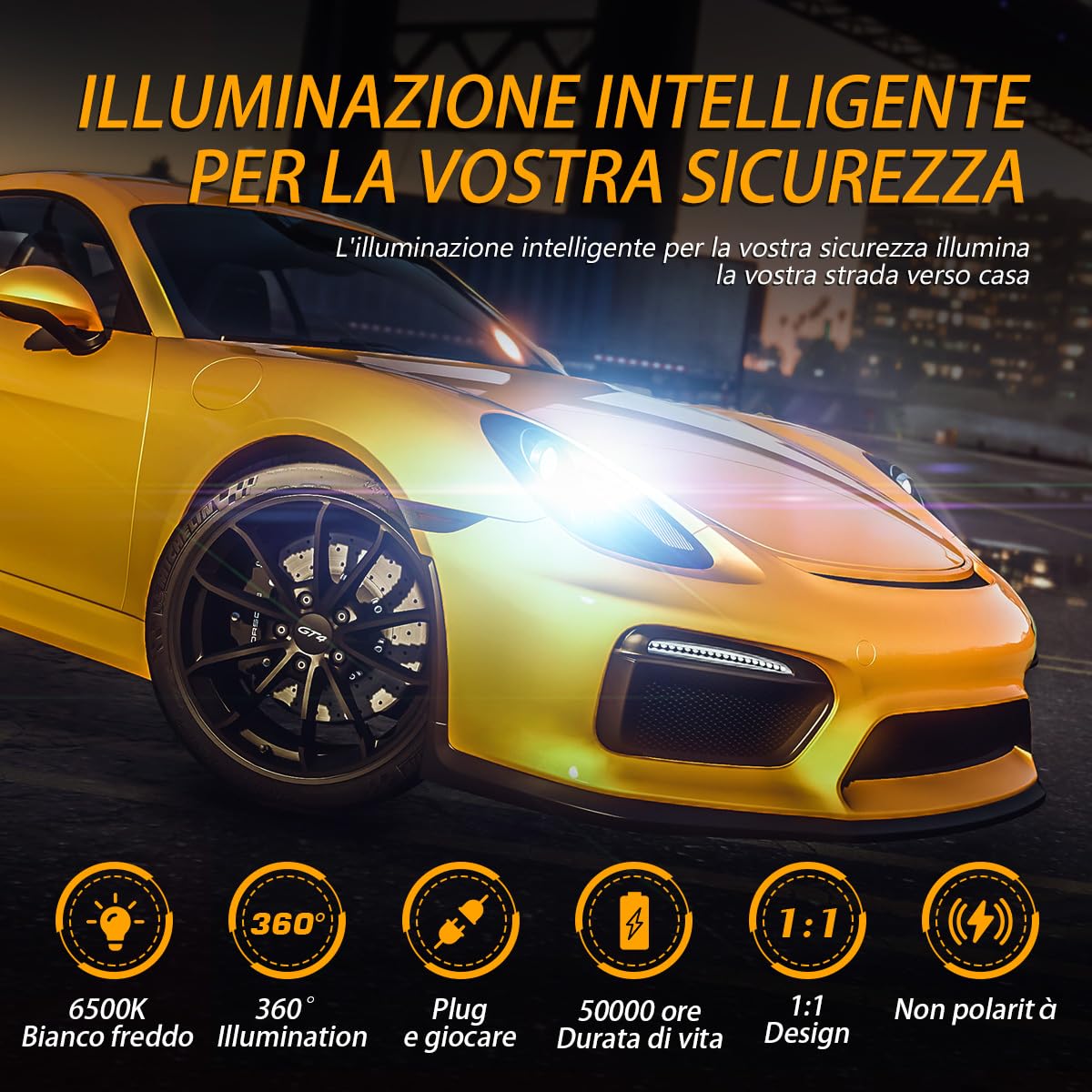 Lampadina H7 LED per Faro Auto con Ventola Silenziosa, Anti-Errore, Chips CSP ad alta luminosità 22000LM 100W, 500% più luminosa, colore bianco 6500K. Sostituzione alogena con kit mini 1:1.…