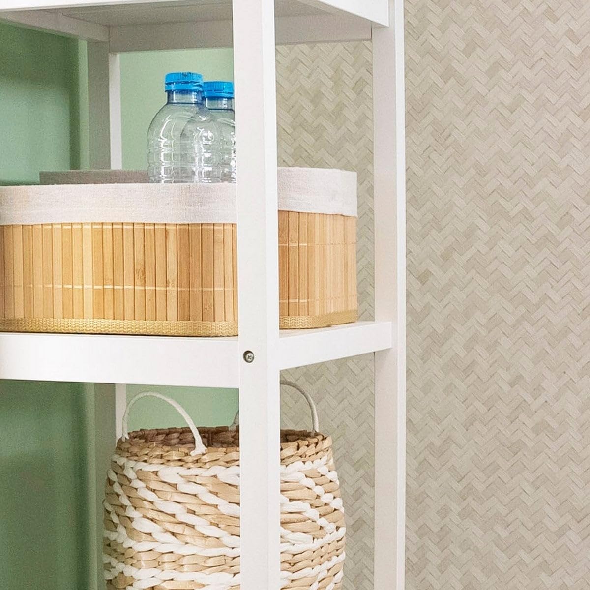LOLAhome - Estantería de 3 baldas en bambú Natural para baño. Estilo nórdico Minimalista Ideal para organizar Toallas y cosméticos en Espacios húmedos con Elegancia. Medidas 33x36x85 cm.