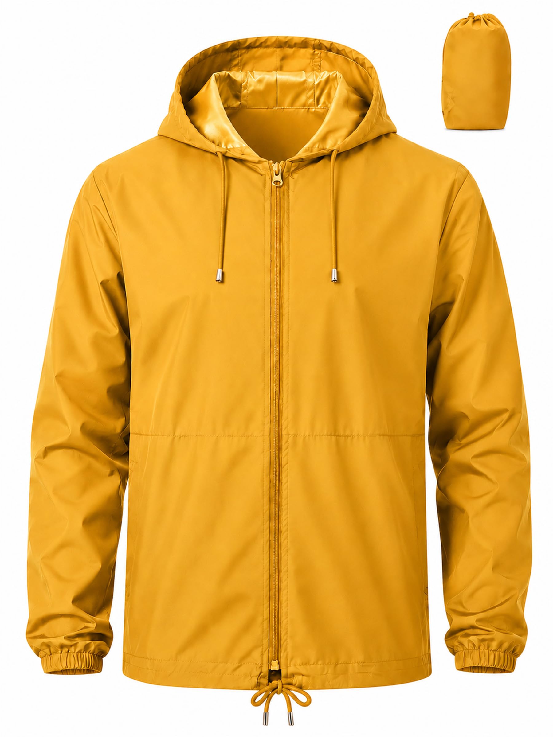 Uposiut Mens Windbreaker Rain Jacket Waterproof Raincoat | Packable Lightweight with Hooded 10,000 mm H₂O Waterproof Rating S-5XL for Cycling Running Hiking Fishing