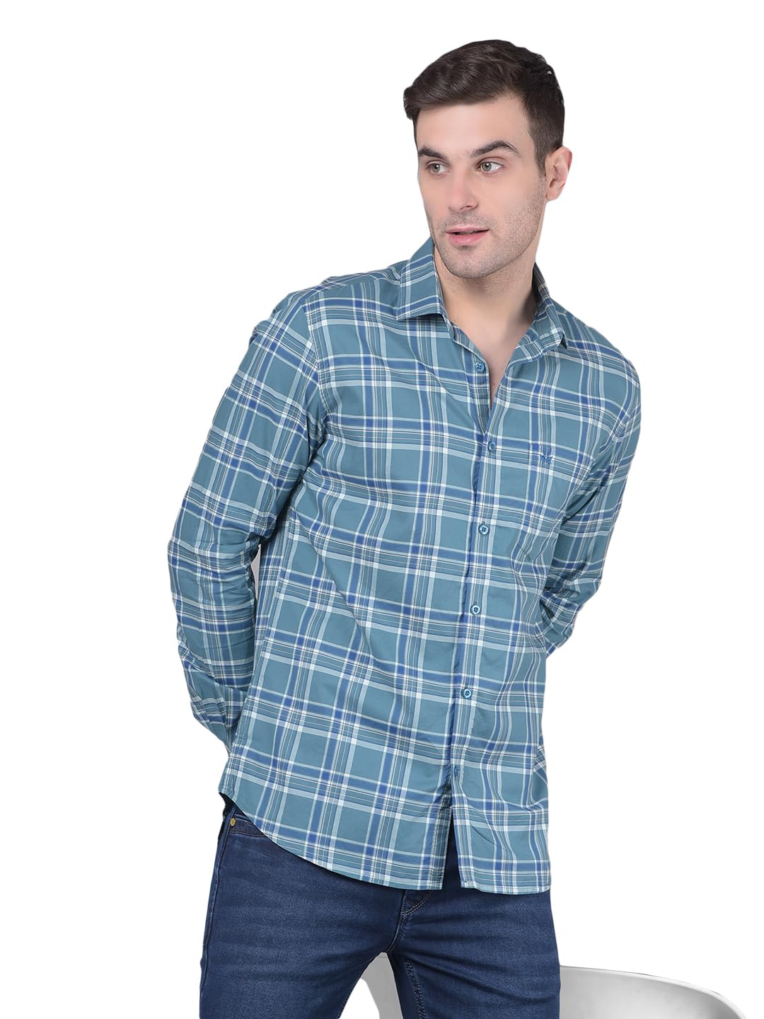 crimsoune club Men's Light Green Checks Shirt()-picture-18