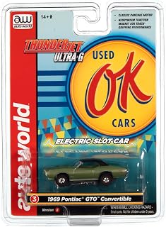 Auto World Thunderjet OK Used Cars 1969 Pontiac GTO Convertible (Green) HO Scale Slot Car
