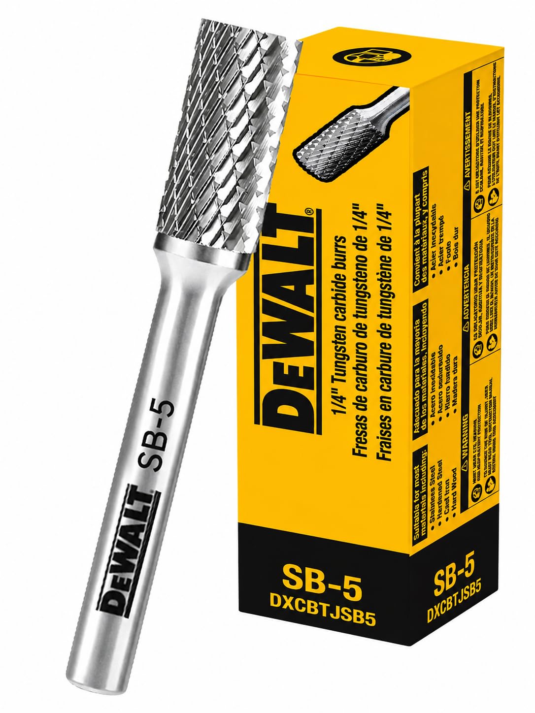 Single DEWALT Tungsten Carbide Burr Size SB-5 with 1/4" Shank for Tough Metalworking (DXCBTJSB5)