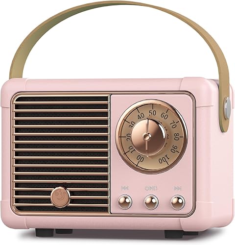 PRUNUS J-999 Altavoz Bluetooth retro portátil, mini altavoz con potente altavoz de 3 W, diafragma de bajos, llamadas manos libres, bolsillo