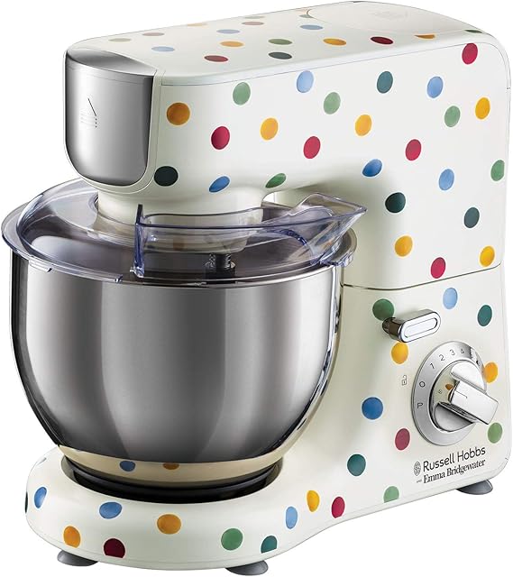 Russell Hobbs 25931 Emma Bridgewater Stand Mixer - Polka Dot Food Mixer for Baking with Whisk, Beater and Dough Hook Attachments, 5 Litre, 1000 Watt