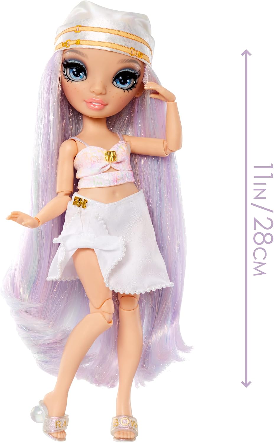Rainbow High Pacific Coast Margot De Perla- Opal (Iridescent White) Fashion Doll with 2 Designer Outfits, Pool Accessories Playset, Interchangeable Legs, Toys for Kids, Multicolor
