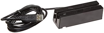 MagTek 21040145 SureSwipe Dual Head Triple Track Magnetic Stripe Card Reader with 6 USB Interface Cable, 60 in/s Swipe Speed, 5V, Black