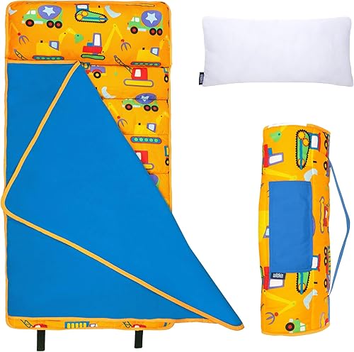 Wildkin Tapete de microfibra para siesta de 43 pulgadas con almohada reutilizable para niños y niñas, ideal para guardería y preescolar, tapete de