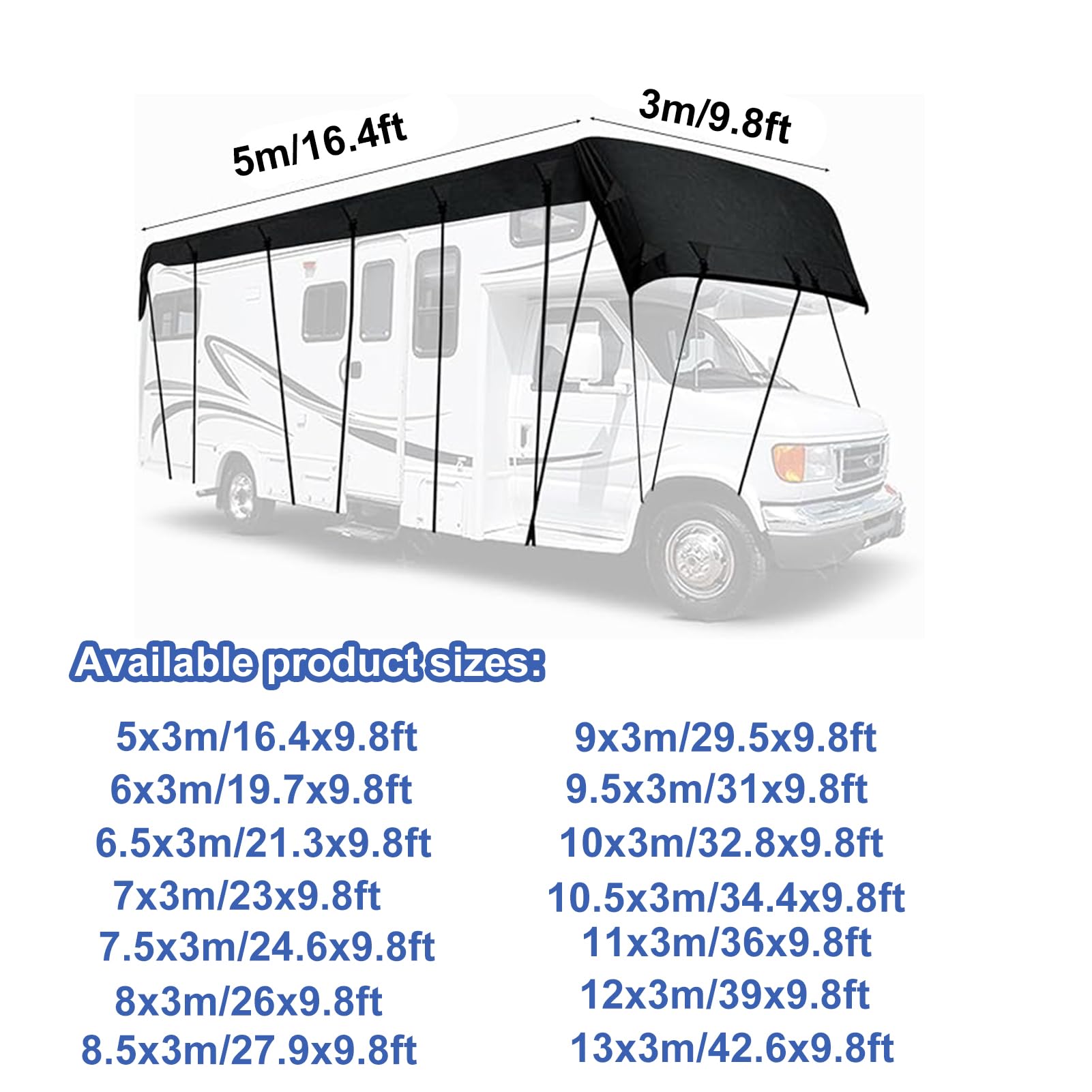 Fundas para RV, Tela Oxford 210D, Impermeable Funda Plegable para Caravana, Funda para Remolque Resistente A La Lluvia Y La Nieve, Plegable Y Almacenamiento,Plata,6.5x3m/21.3x9.8ft