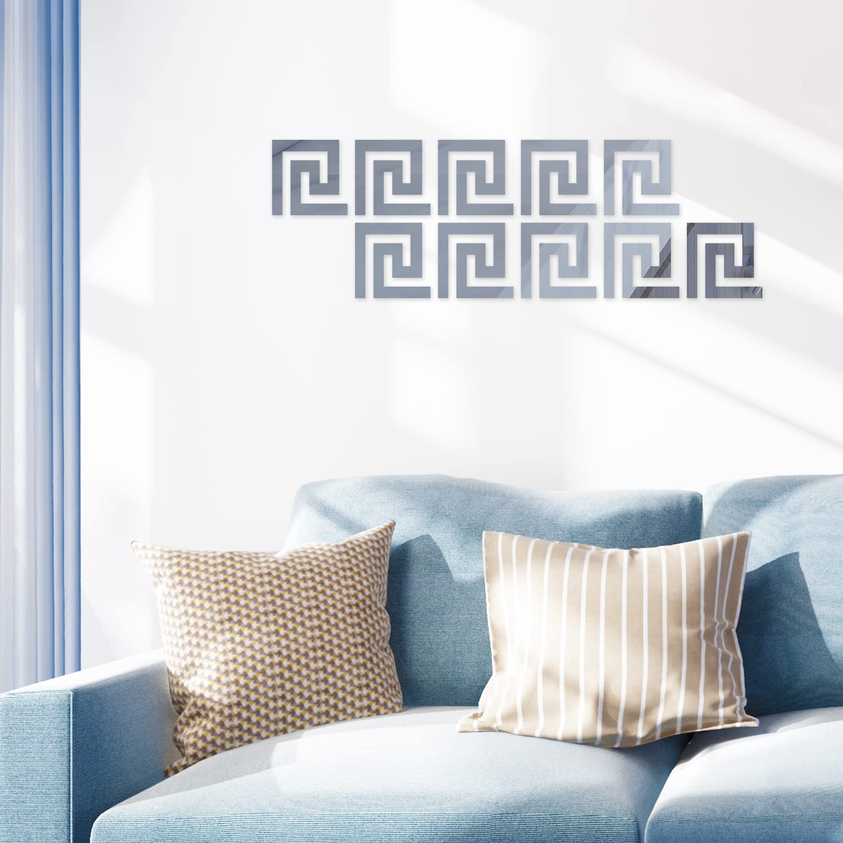 Photo 1 of 4 PACK
20 Pcs Geometric Greek Key Pattern DIY Mirror Stickers Acrylic Self-Adhesive Mirror Wall Decals Removable 3D Art Wall Decoration for Home Art Room Bedroom Background Decor