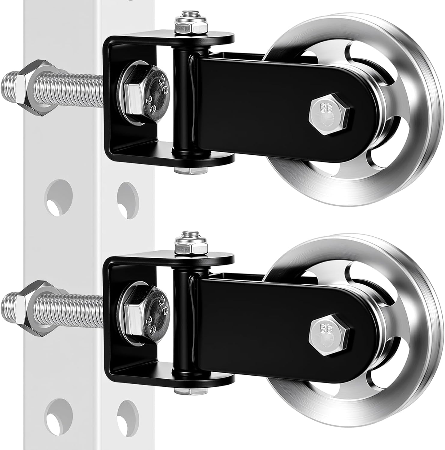 2 Pack Cable Pulley Attachment Wheel for Gym, 90mm Aluminum Alloy/Nylon Pulley System for Cable Machine 3×3/2×3/2×2 Power Racks and Squat Racks for Home Gym Equipment