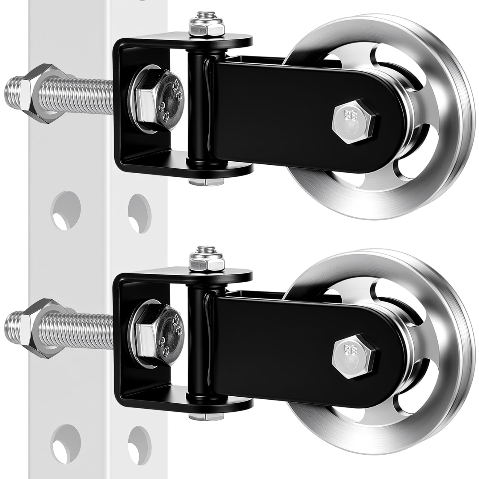 Shimeyao 2 Pack Cable Pulley Attachment Wheel for Gym, 90mm Aluminum Alloy/Nylon Pulley System for Cable Machine 3ร3/2ร3/2ร2 Power Racks and Squat Racks for Home Gym Equipment (Aluminum Alloy)