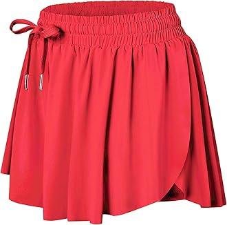 Flowy Shorts for Women Butterfly Shorts 2 in 1 Athletic Workout Gym Biker Running Shorts with Pockets