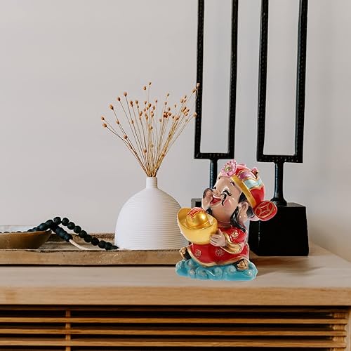 Vista 35 de BESPORTBLE CAI Shen - Estatua de Feng Shui, dios de la riqueza, 2.5 x 3.5 pulgadas, adornos de resina de la suerte de Zhaocai para sala de estar