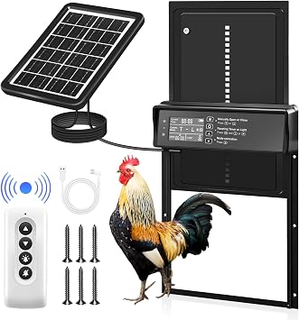 Sakerplus Automatic Chicken Coop Door Solar Powered with Timer