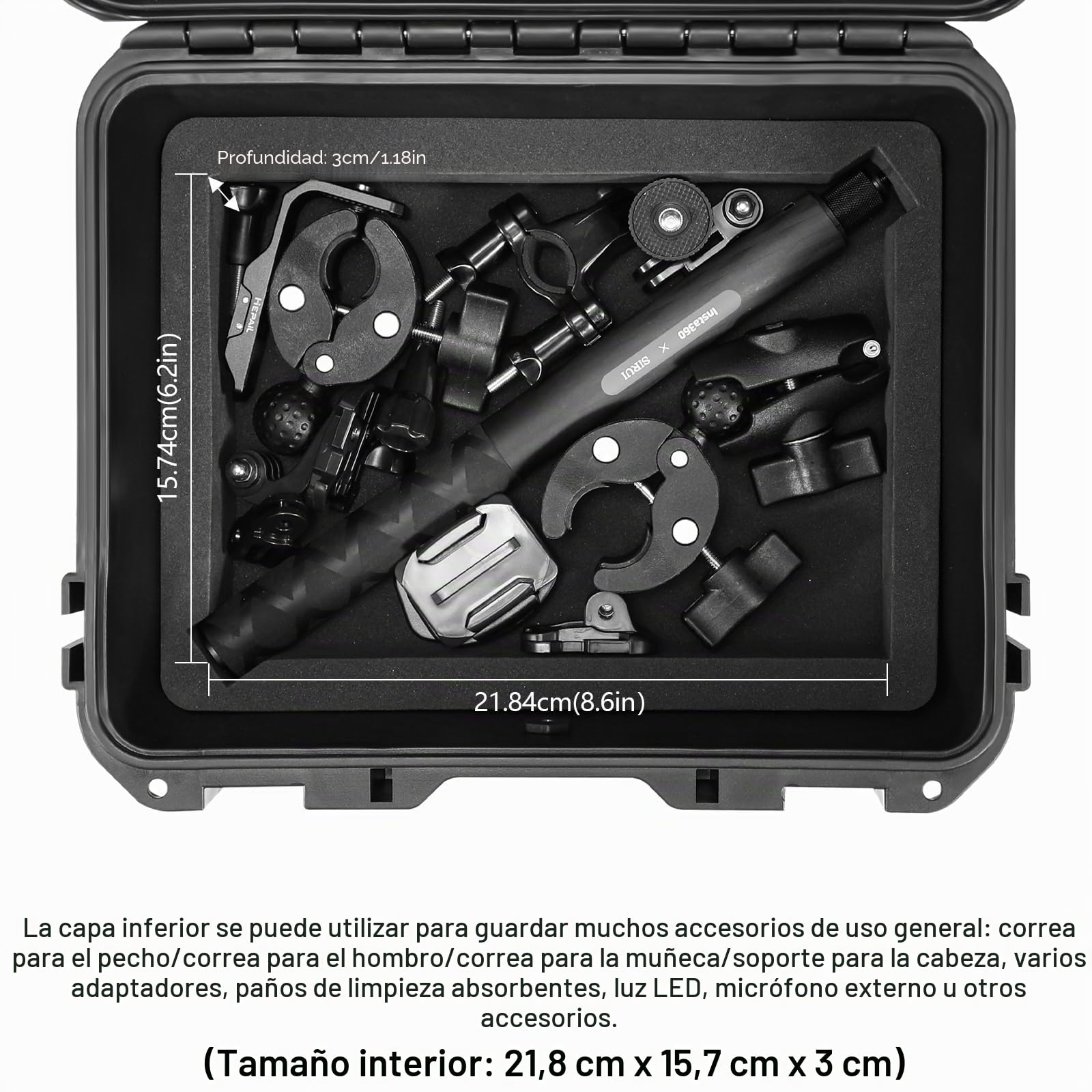 AMAZEAR Funda de Transporte Impermeable para dji Osmo Action 5 Pro/Action 4/Action 3, Estuche Doble para Action 5 Pro, Accesorios para dji Action 5 Pro/Action 4/Action 3