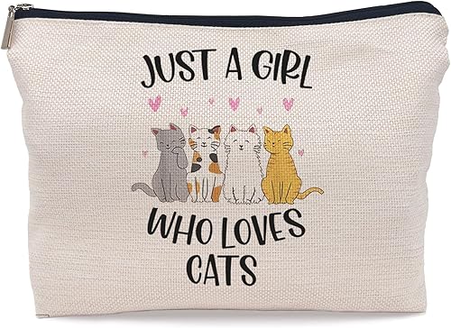 Miniatura 6 de Lacosu Divertida bolsa de maquillaje para gatos, bolsa de cosméticos pequeña con cremallera, regalos de cumpleaños para amantes de los gatos,