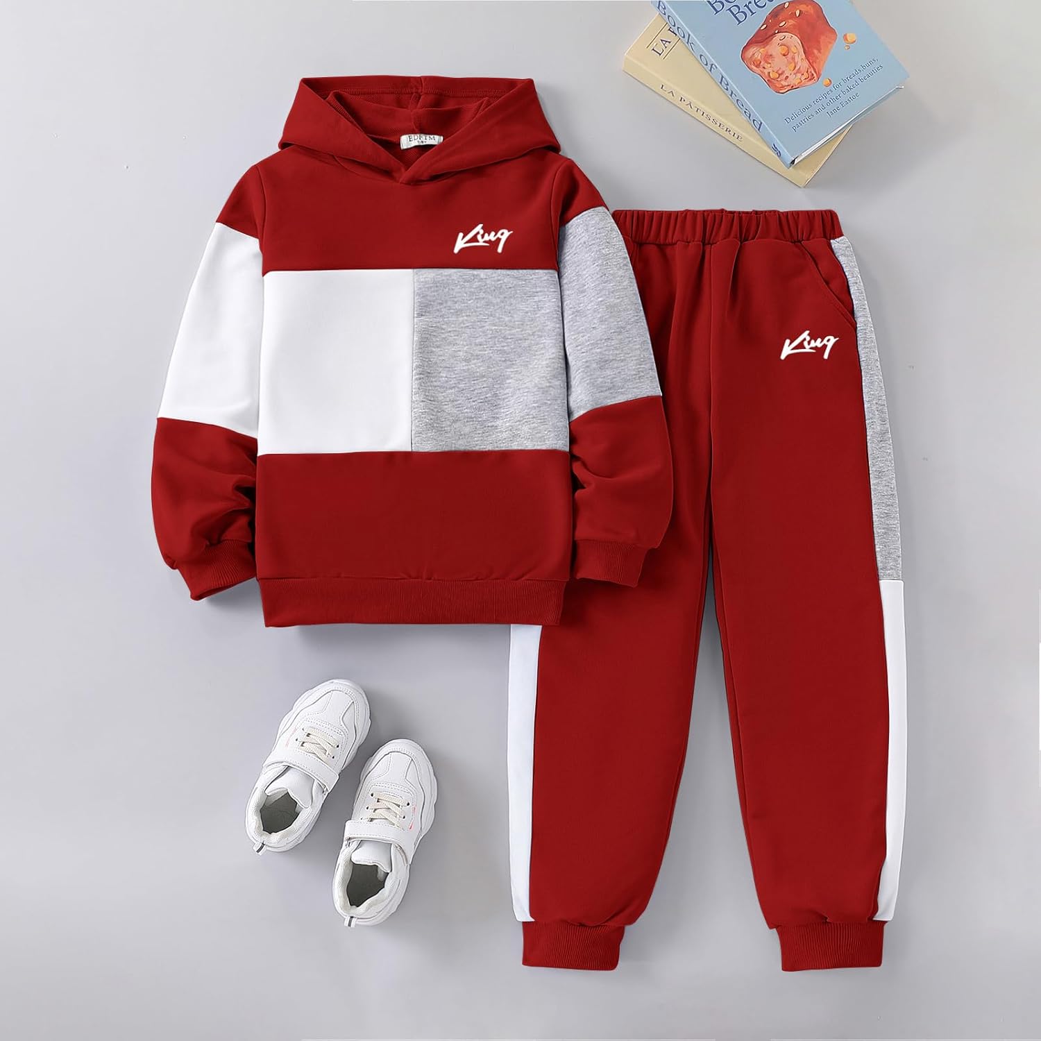 2 Pcs Boys Clothes Sweatsuit Set Color Blocked Hoodie Top and Jogger Pants for Kids Fall Winter Spring Outfits - Image 5