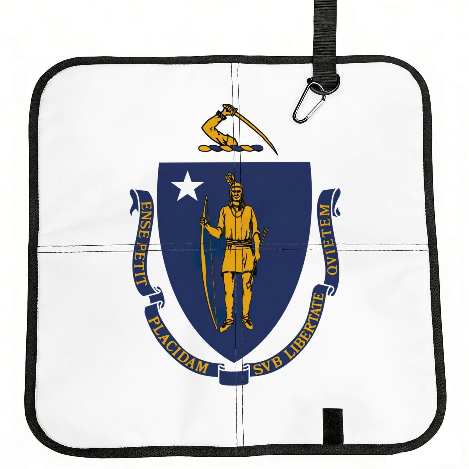 AYYQWE Massachusetts State Flag Print Foldable Seat Cushion Portable Chair Pad Office Commuting Picnic Camping Outdoor