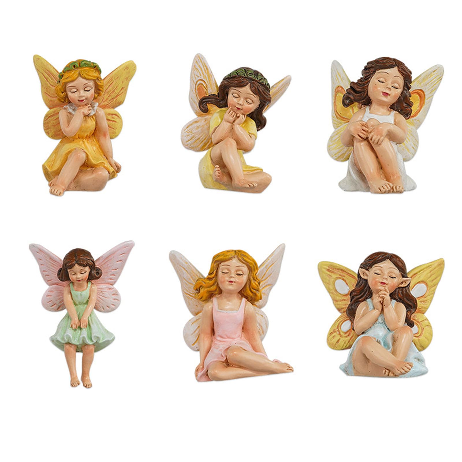Shurhome 6pack Resins Fairies Statues Courtyards Garden Lawns Pots Plugin Spring Decoration Microscopic Landscape Fairies Sculpture