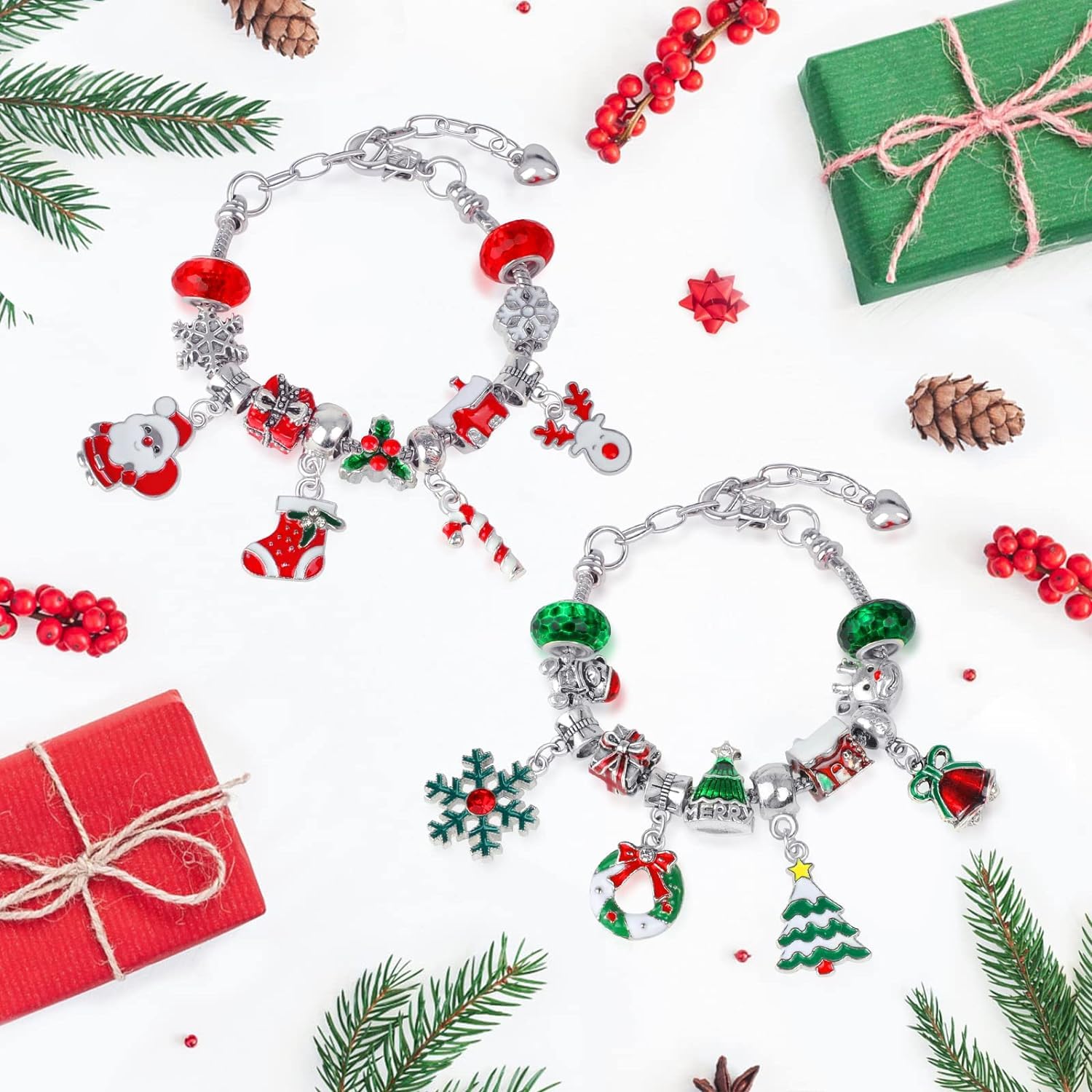 WEVOL Calendario Avvento 2025 Gioielli Bambina, Calendario Avvento Bracciale Bambini Kinder, Braccialetti con Ciondoli Regalo di Natale Bambina Ragazze 5 6 7 8 9 10 11 12 13 Anni