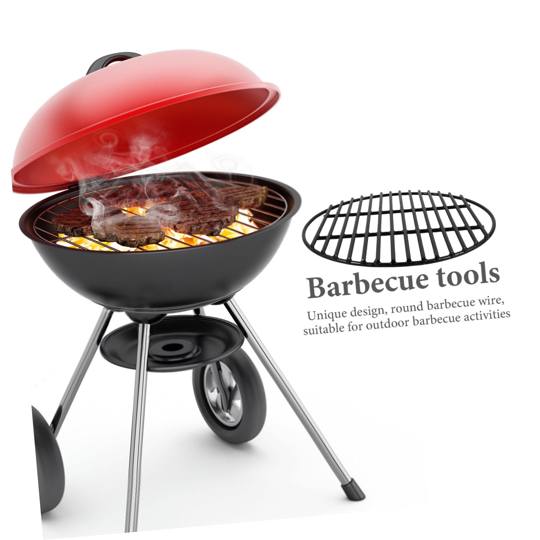 UPKOCH Runder Emaillierter Grillrost aus Metallgitter Schwarz Praktisch und Vielseitig für Gartenparty oder Picknick