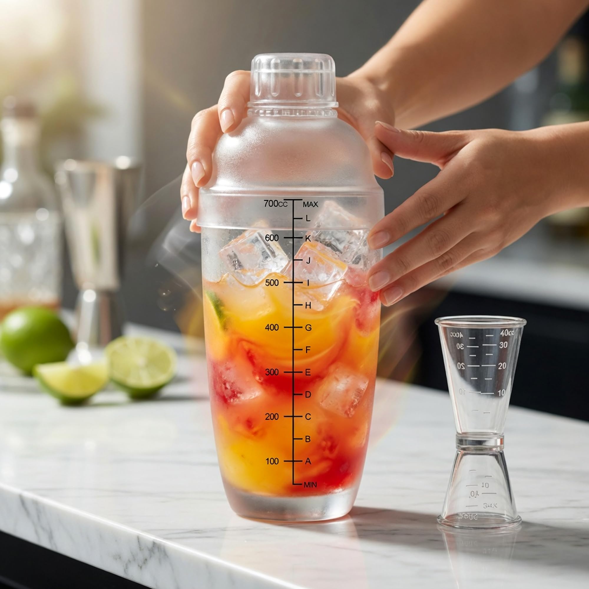 Homestia Moderno Plástico 3 piezas Coctelera mezclador glassleak libre antideslizante superficie, martillo