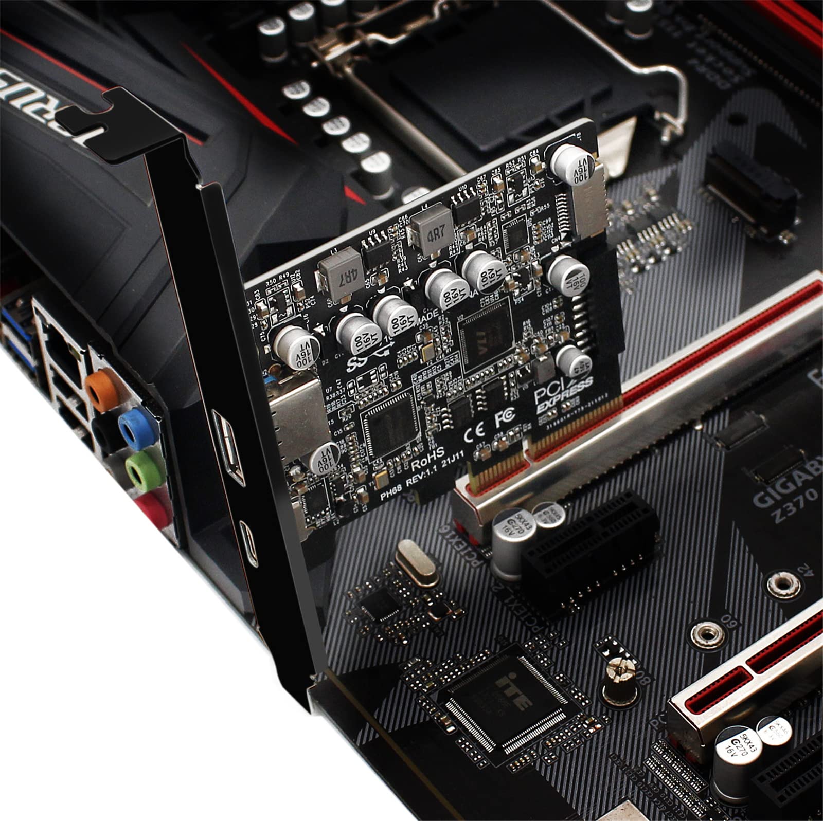 WANGCL Tarjeta PCI USB C PCIE 3.2 Con Puerto USB 3.2 + Tipo C + Frontal E + 19/20PIN Para Adaptador de Montaje en Panel Frontal