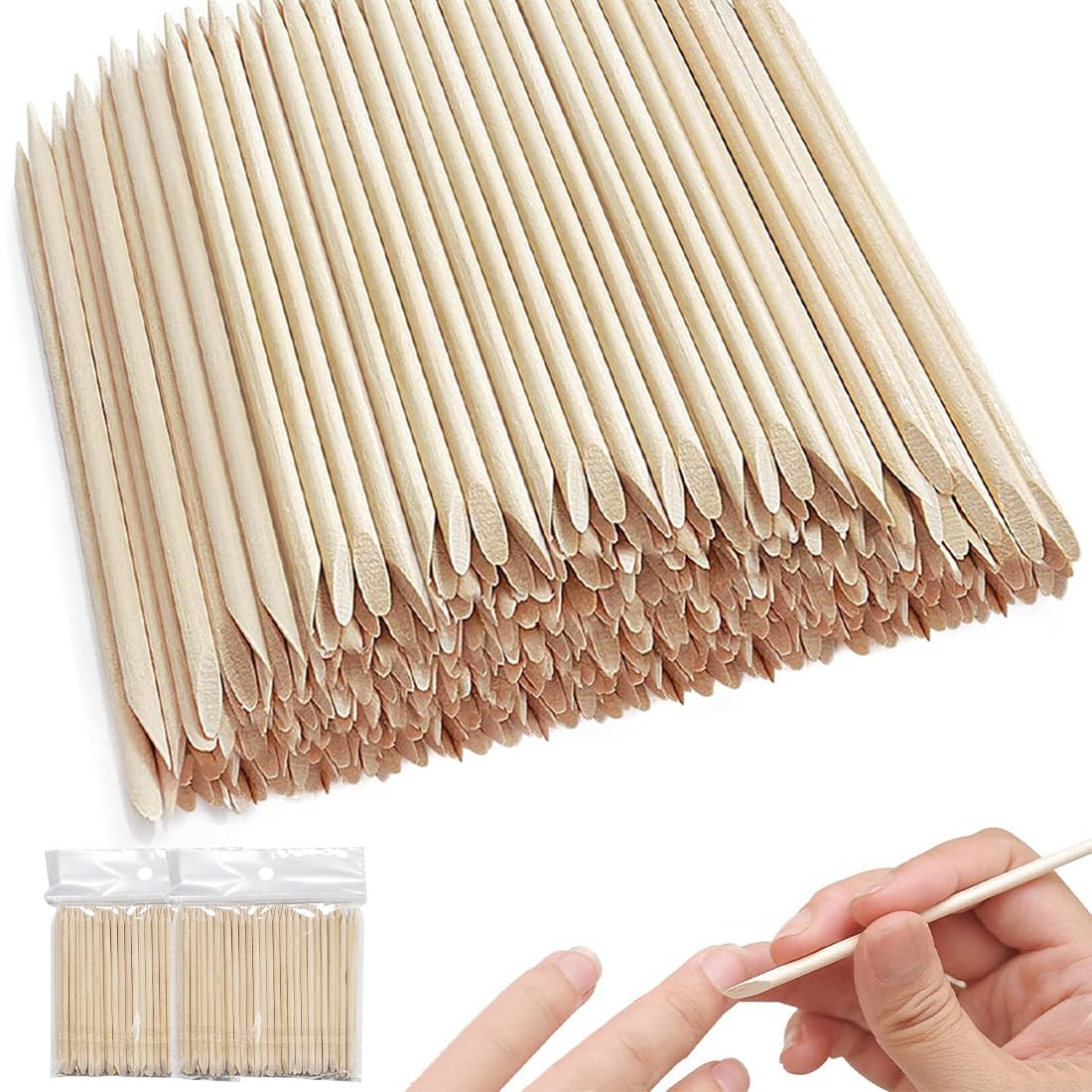 Bastoncini di Legno per Unghie, 200 Pezzi Bastoncini per Unghie in Legno Arancione, Bastoncini di Legno per Manicure